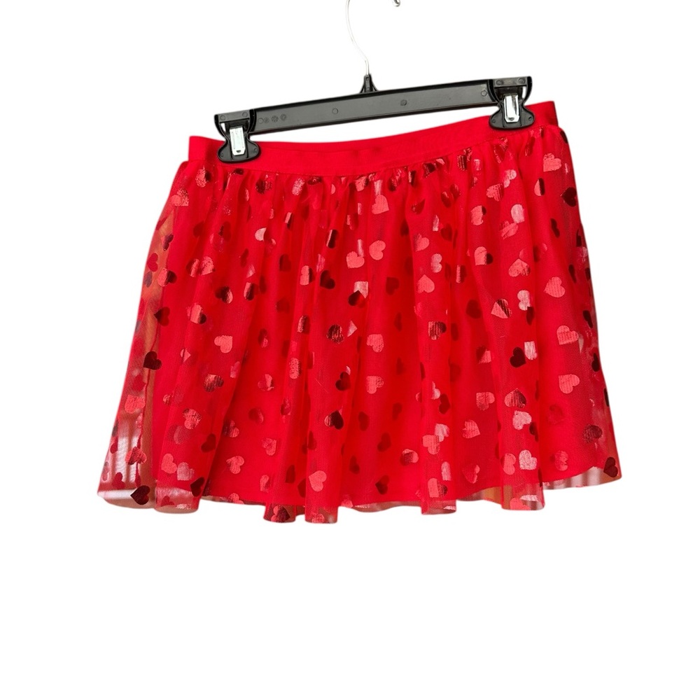 Girls XXL Red Hearts Mesh Lined Mini Skirt Sparkle Fairy Tulle Tutu Costume Glam